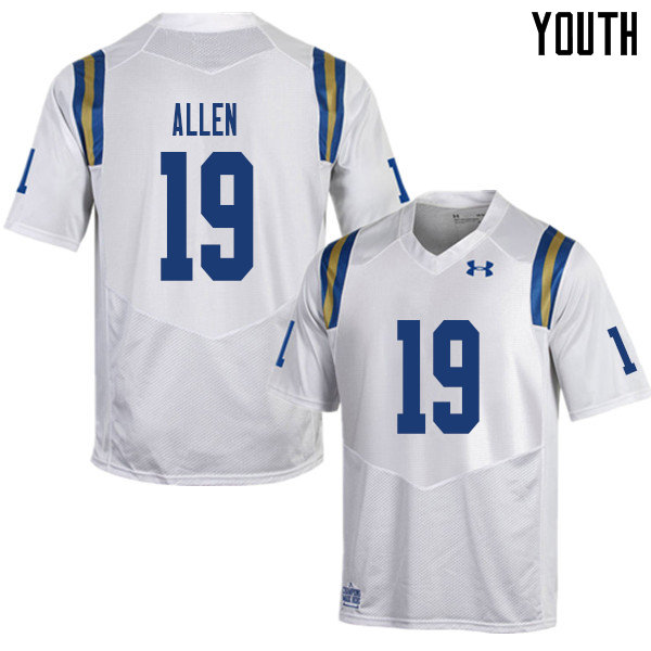 Youth #19 Kazmeir Allen UCLA Bruins College Football Jerseys Sale-White - Click Image to Close